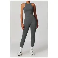 RURUTOTO - Conjunto De Top Y Pantalón Deportivo Para Mujer Negro