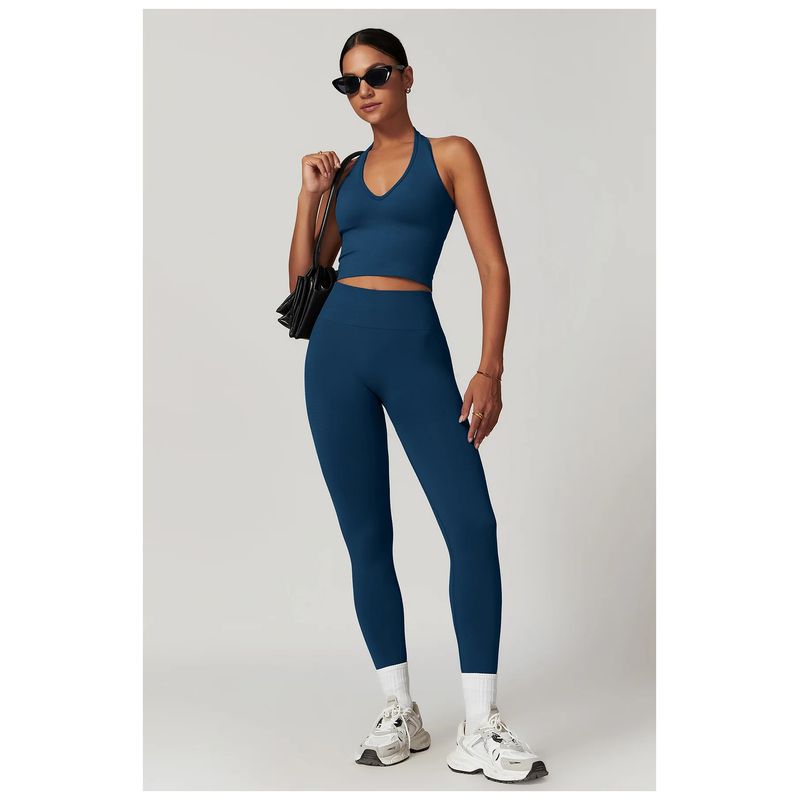RURUTOTO - Conjunto De Top Y Legging Deportivo Para Mujer Negro