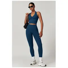 RURUTOTO - Conjunto De Top Y Legging Deportivo Para Mujer Negro