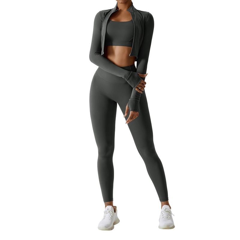 RURUTOTO - Traje Deportivo Fitness 3 Piezas Para Mujer Negro