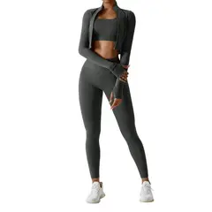 RURUTOTO - Traje Deportivo Fitness 3 Piezas Para Mujer Negro