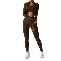 RURUTOTO - Traje Deportivo Fitness 3 Piezas Para Mujer Negro