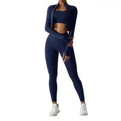 RURUTOTO - Traje Deportivo Fitness 3 Piezas Para Mujer Negro
