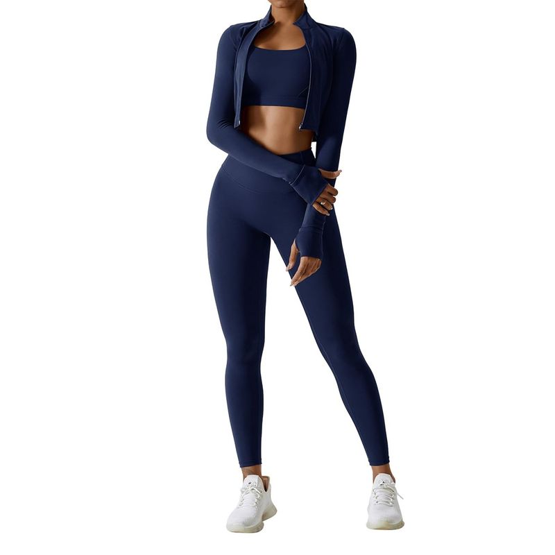 RURUTOTO - Traje Deportivo Fitness 3 Piezas Para Mujer Negro