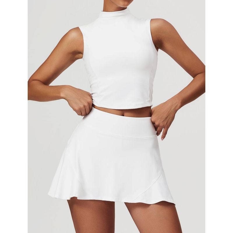 RURUTOTO - Conjunto Falda Y Top Para Mujer Deportivo Fitness Negro