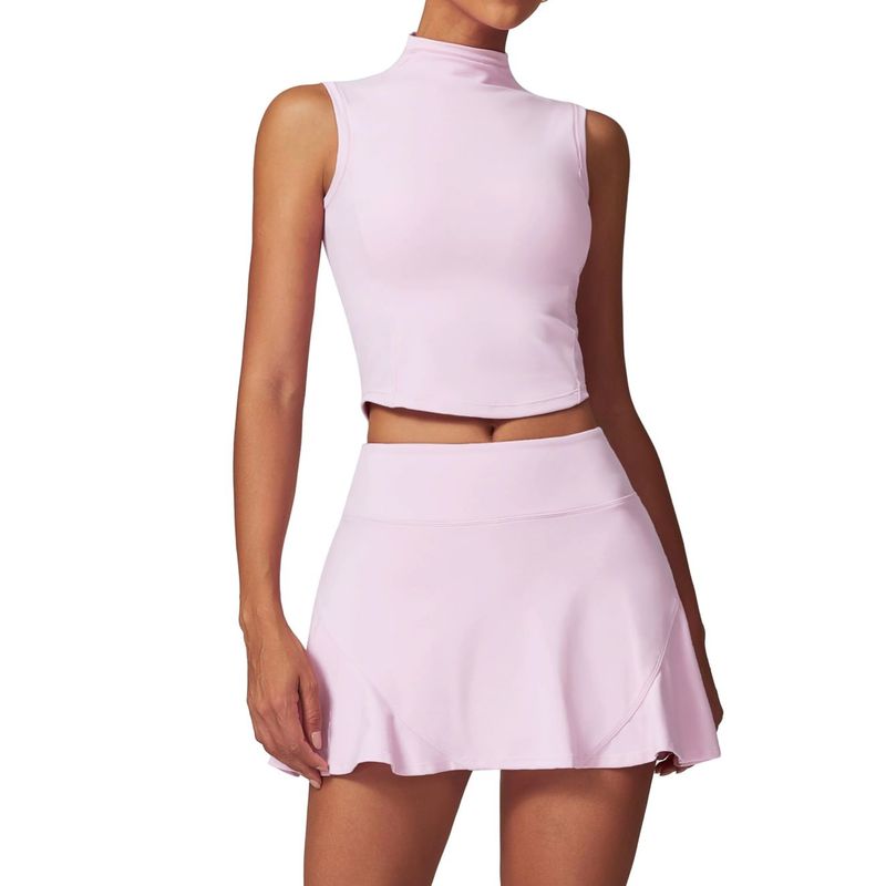 RURUTOTO - Conjunto Falda Y Top Para Mujer Deportivo Fitness Negro