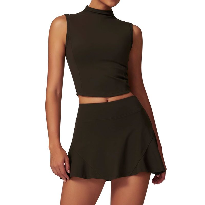 RURUTOTO - Conjunto Falda Y Top Para Mujer Deportivo Fitness Negro