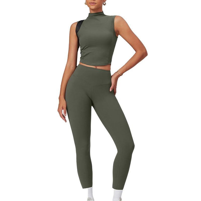 RURUTOTO - Conjunto Leggings Y Top Para Mujer Deportivo Fitness Negro