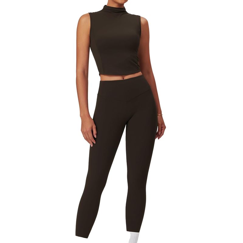 RURUTOTO - Conjunto Leggings Y Top Para Mujer Deportivo Fitness Negro