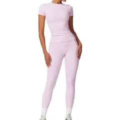 RURUTOTO - Conjunto de Deportivo Para mujerCamiseta Manga Corta y Legging Negro