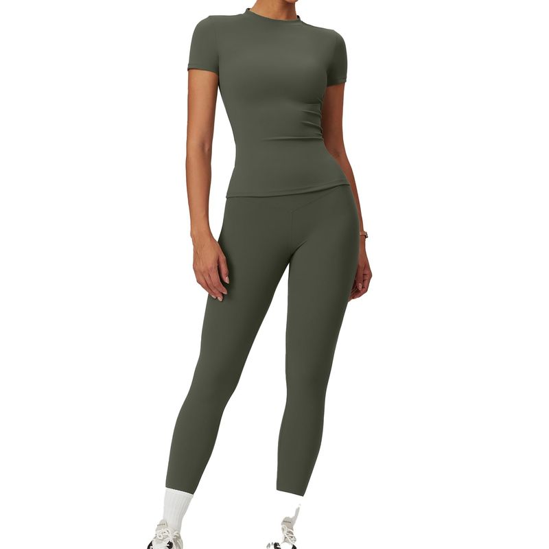 RURUTOTO - Conjunto de Deportivo Para mujerCamiseta Manga Corta y Legging Negro