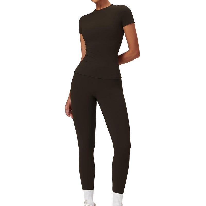 RURUTOTO - Conjunto de Deportivo Para mujerCamiseta Manga Corta y Legging Negro