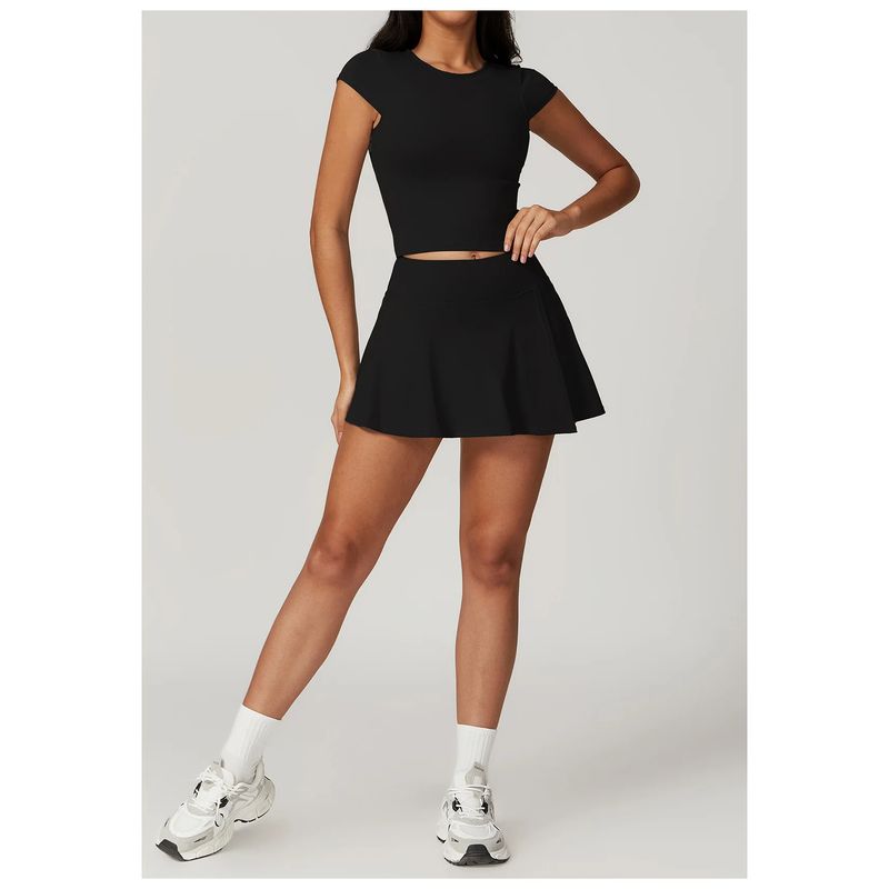 RURUTOTO - Conjunto de Deportivo Para mujerCamiseta Manga Corta y Falda Negro