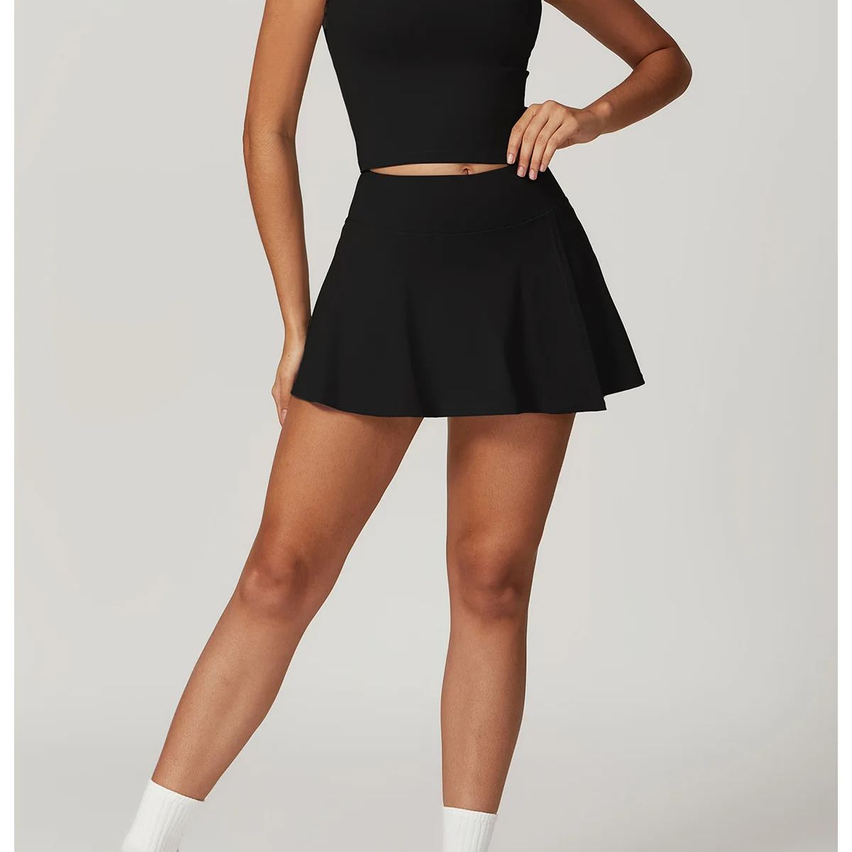 RURUTOTO - Conjunto de Deportivo Para mujer Camiseta Manga Corta y Falda Negro