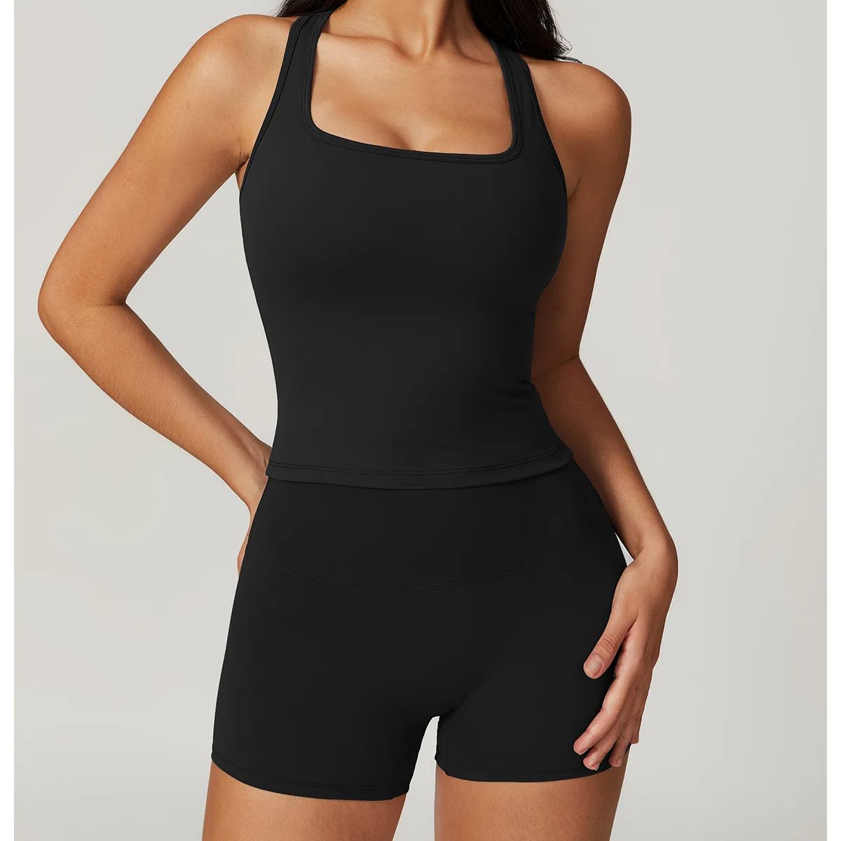 RURUTOTO - Conjunto Deportivo Dama Ropa Deportiva Mujer Gym Yoga 2 Piezas Negro