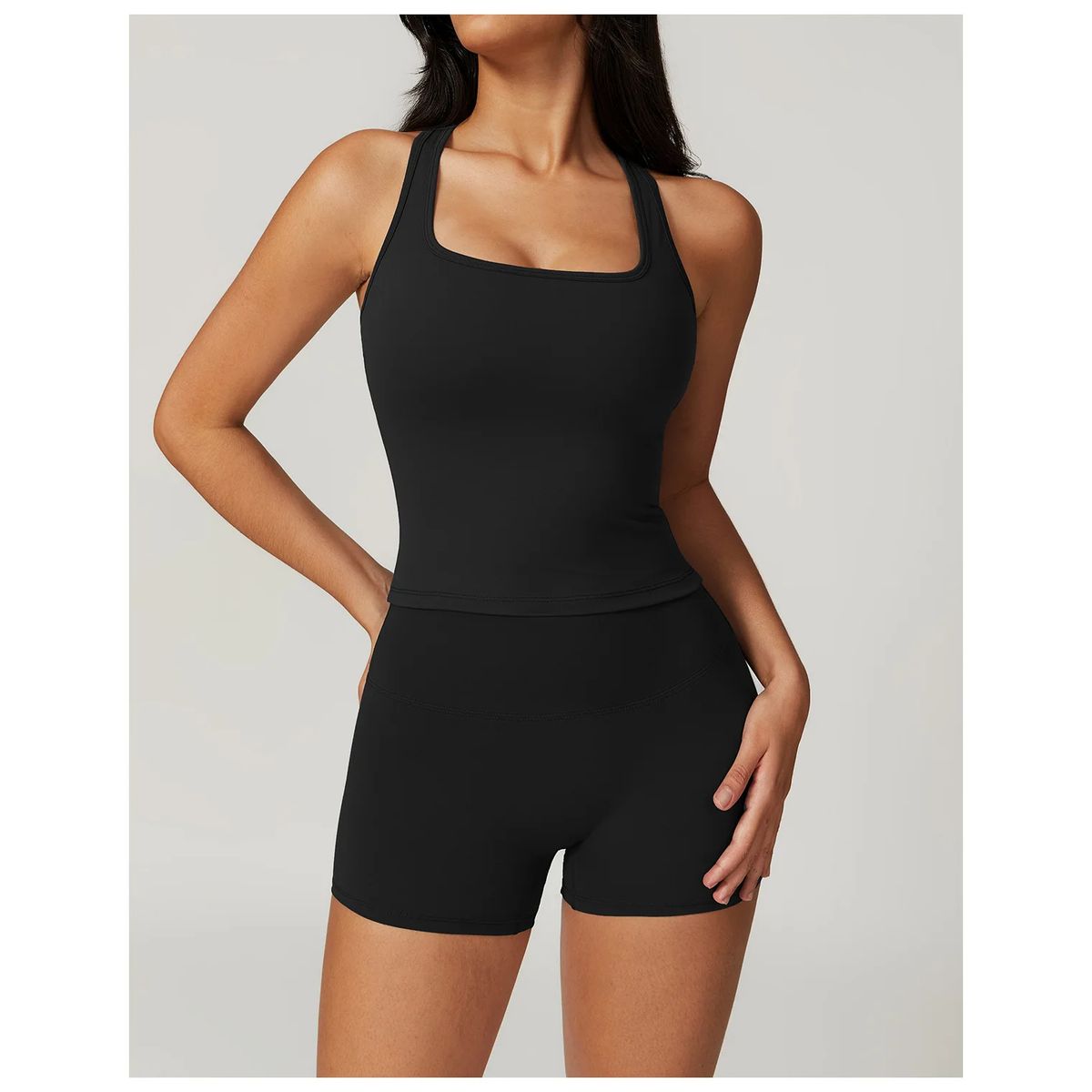 RURUTOTO - Conjunto Deportivo Dama Ropa Deportiva Mujer Gym Yoga 2 Piezas Negro