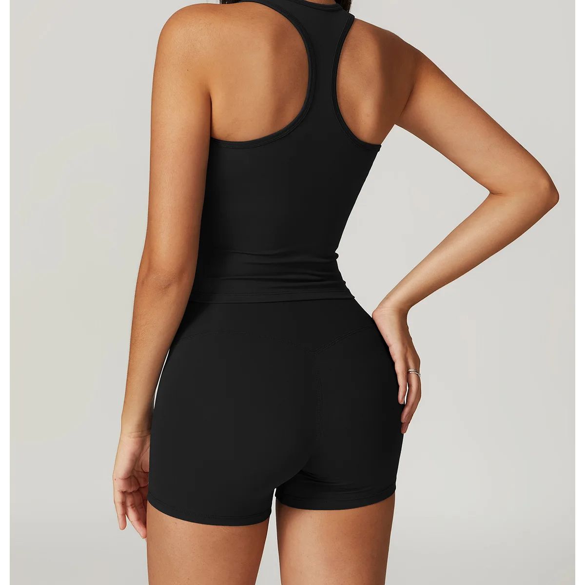 RURUTOTO - Conjunto Deportivo Dama Ropa Deportiva Mujer Gym Yoga 2 Piezas Negro