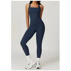 RURUTOTO - Conjunto Deportivo Para Mujer Leggins Y Camiseta Sin Manga Negro