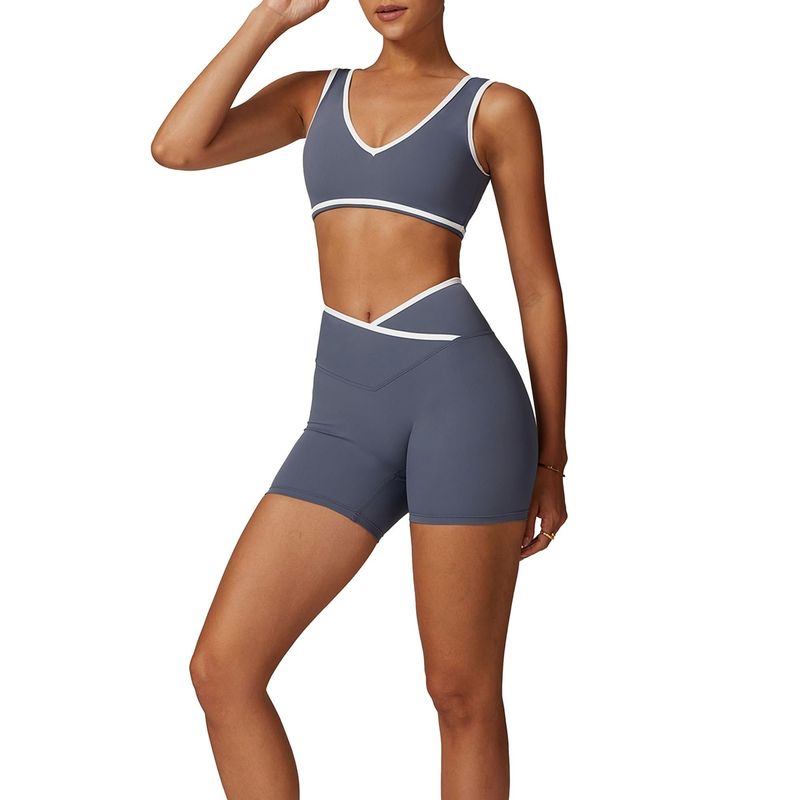 RURUTOTO - Conjunto Deportivo Fitness Gym Para MujerTop+Pantalones Negro