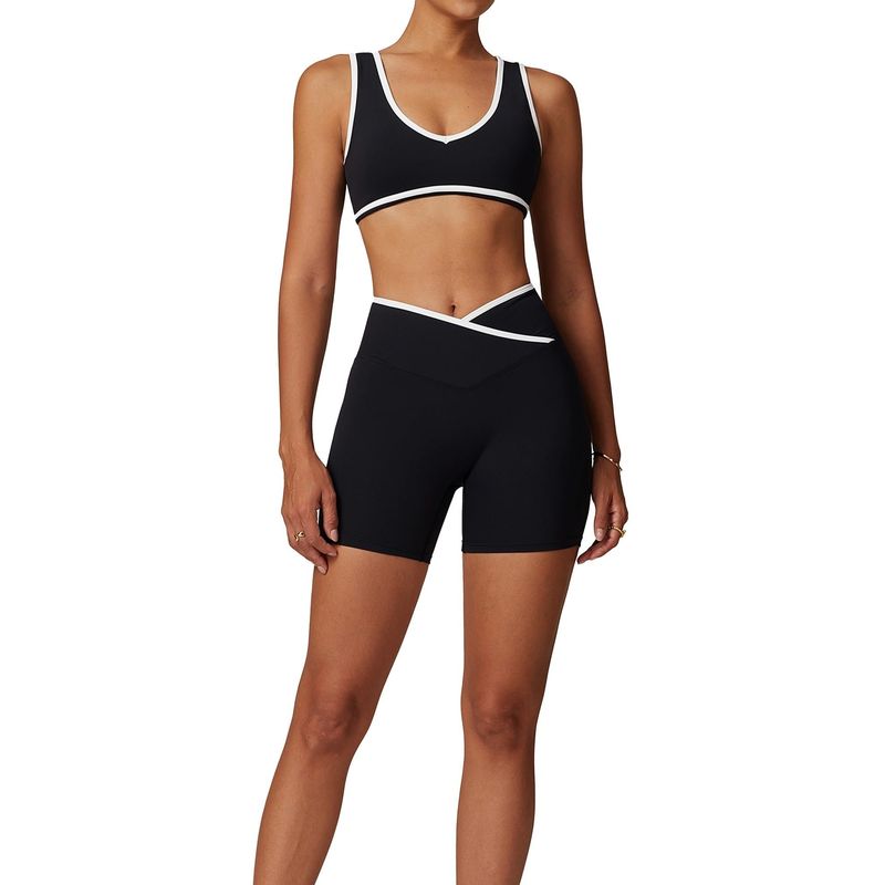 RURUTOTO - Conjunto Deportivo Fitness Gym Para MujerTop+Pantalones Negro