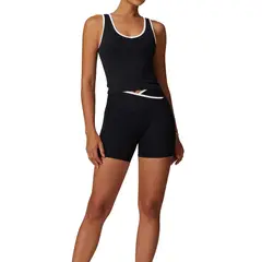 RURUTOTO - Traje Deportivo de Yoga Gym Para MujerTop+Pantalones Negro