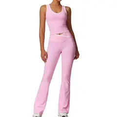 RURUTOTO - Conjunto De Deportivo Top Y Leggings Mujer Negro