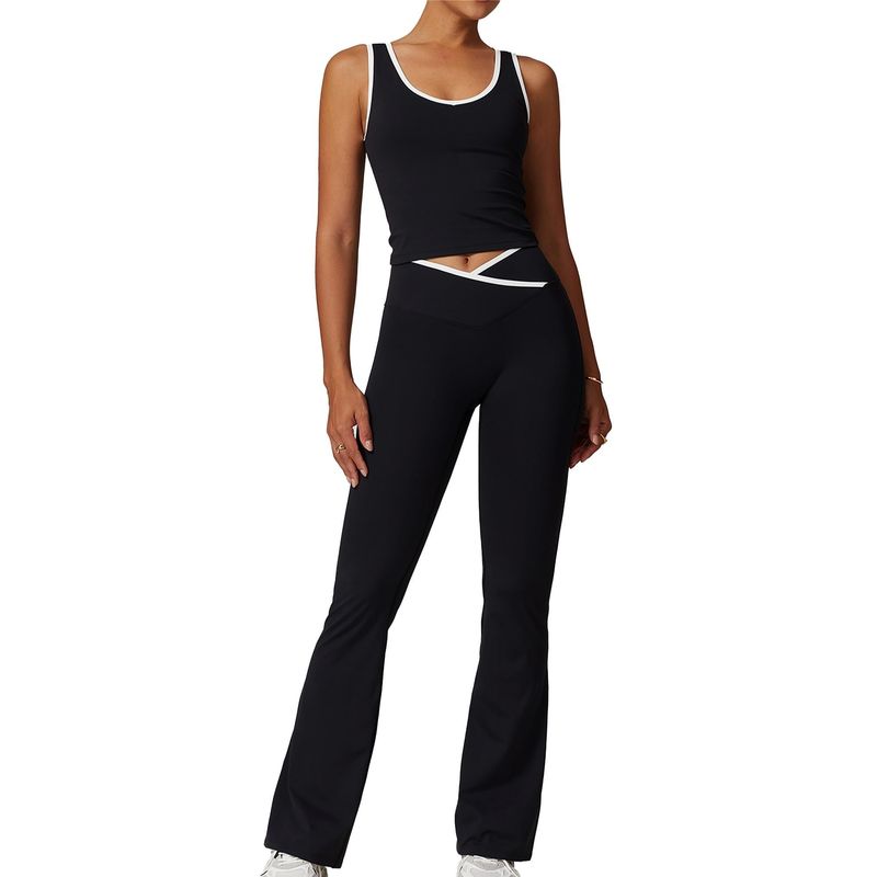 RURUTOTO - Conjunto De Deportivo Top Y Leggings Mujer Negro