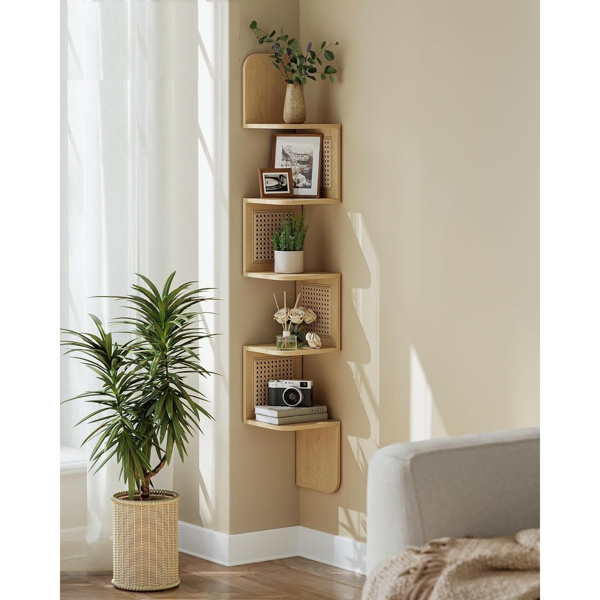 SPACEZAT - Mueble Estante Esquinero ZigZag Ratán Greve
