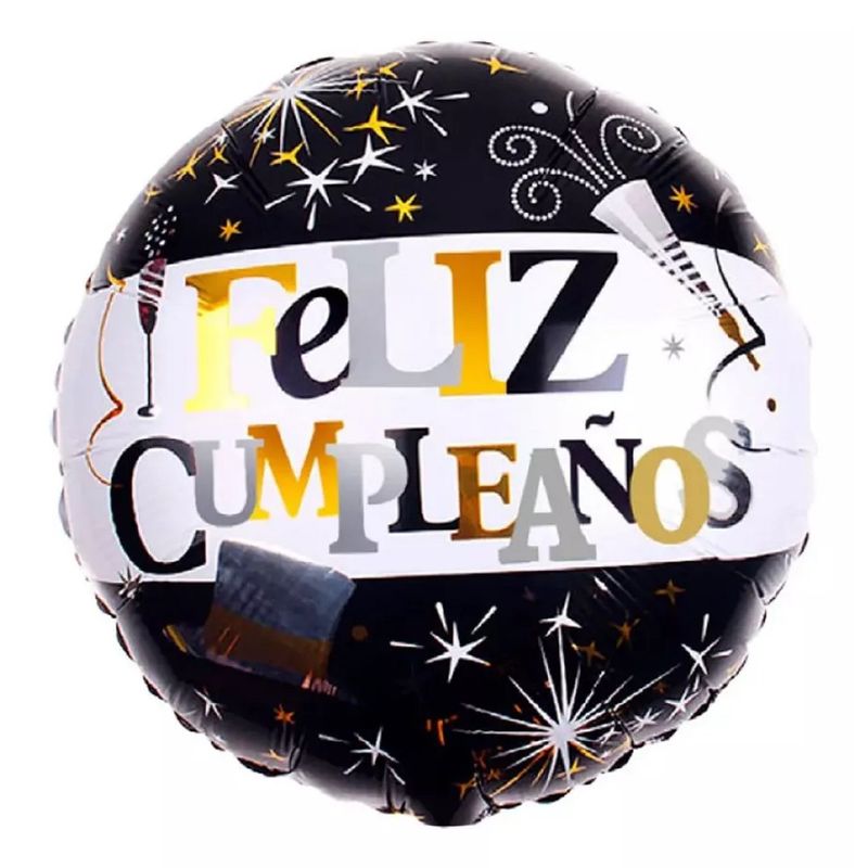 GENERICO - Pack 12 Unid Globo Metal Feliz Cumpleaños 45cm Con Varilla