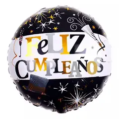 GENERICO - Pack 12 Unid Globo Metal Feliz Cumpleaños 45cm Con Varilla