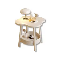 SANTU HOME & DECO - Mesa Lateral Blanca Velador Noche Nube