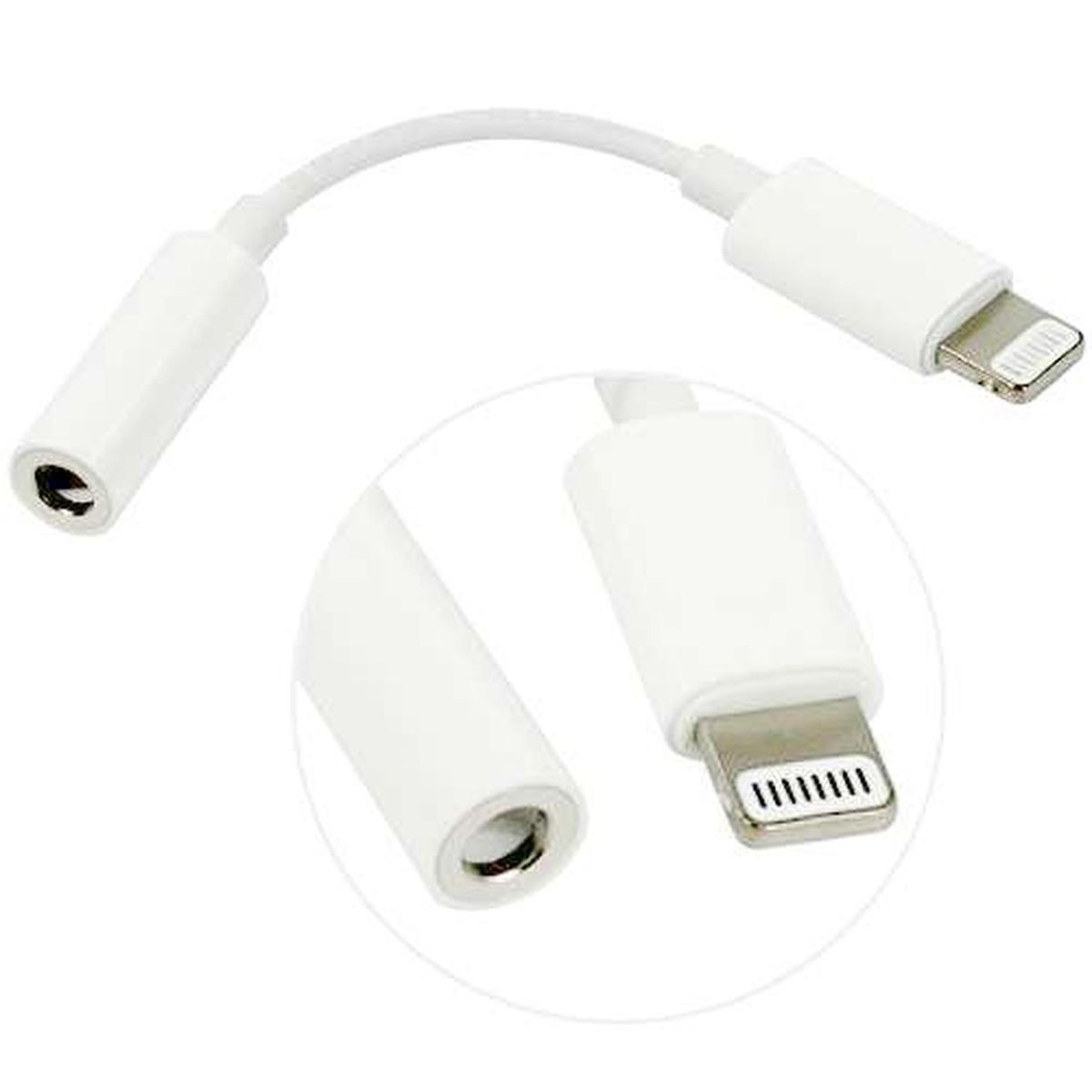 GEN - Adaptador Audifonos Jack Plug 3.5 Para iPhone Lightning - Blanco