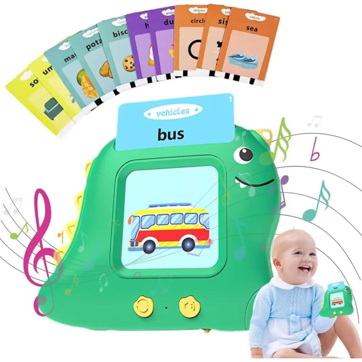 OEM - TARJETAS FLASH APRENDIZAJE CON AUDIO INGLES ESPAÑOL VERDE