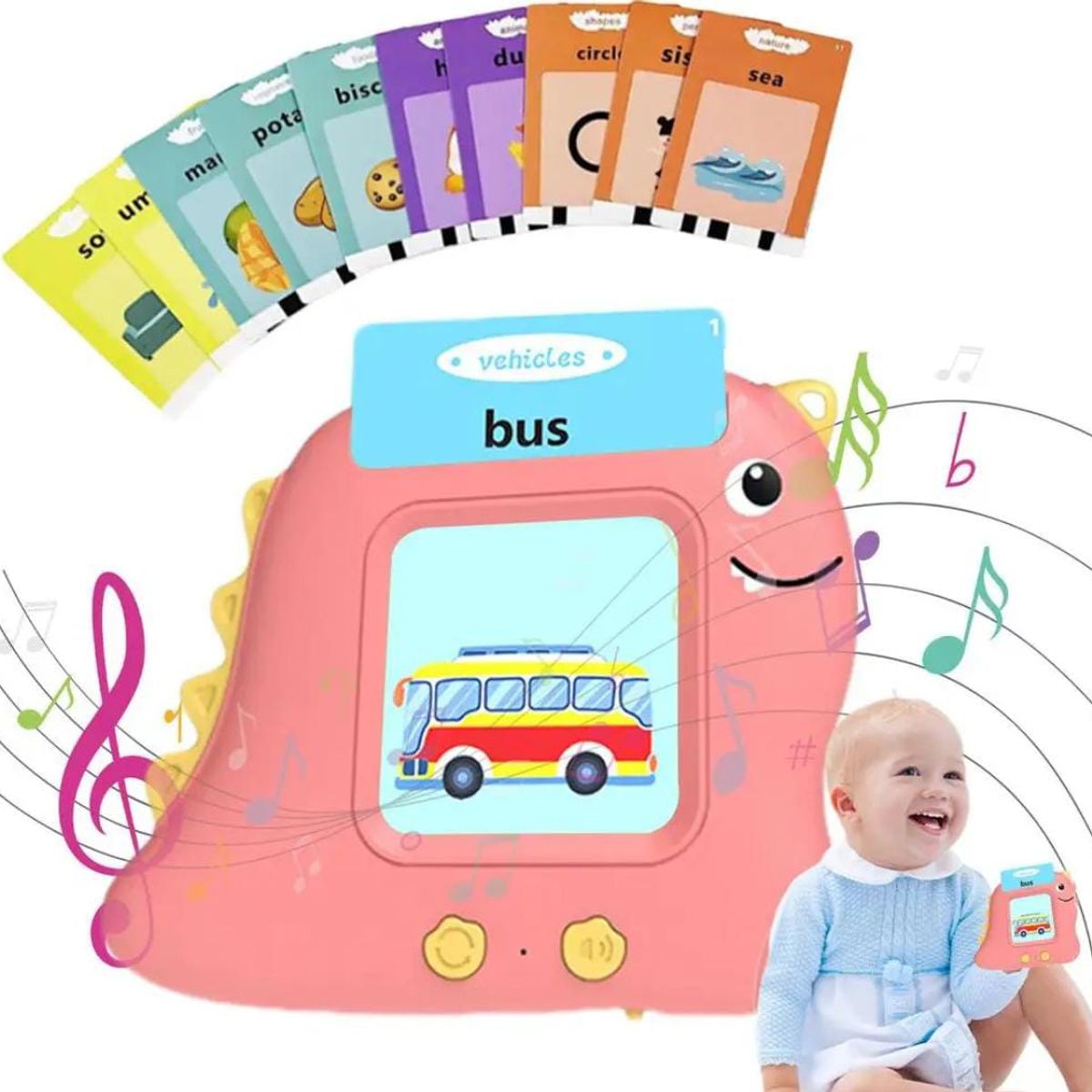 OEM - TARJETAS FLASH APRENDIZAJE CON AUDIO INGLES ESPAÑOL ROSA