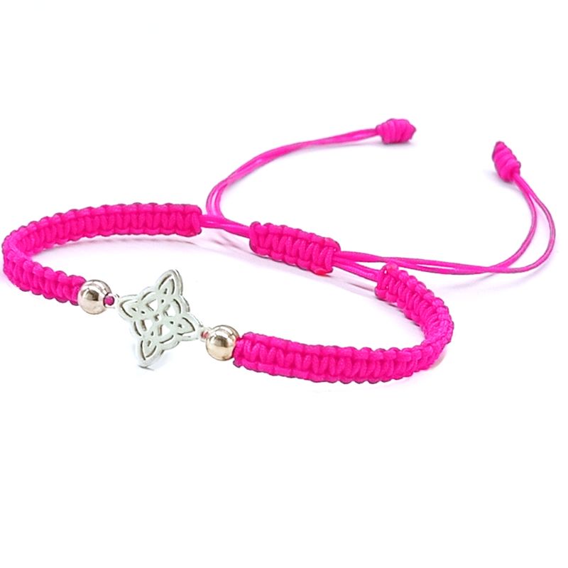 GENERICO - Pulsera Nudo de Bruja Plata Hilo Fucsia