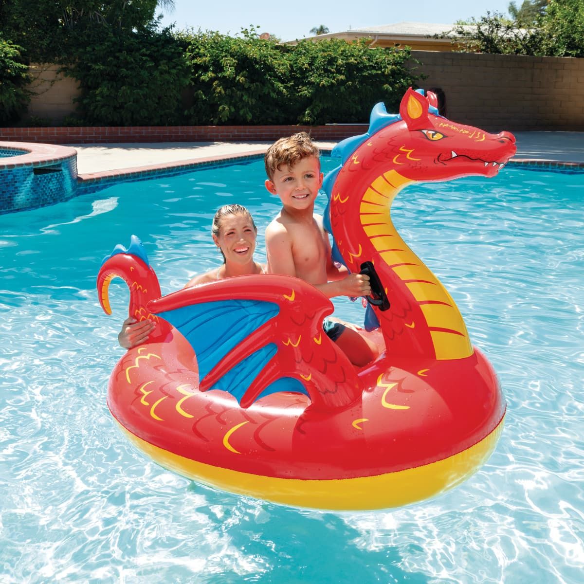INTEX - Flotador Inflable Dragón Montable con Asas INTEX 198 x 173cm
