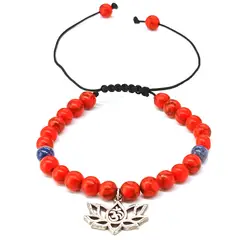 GENERICO - Pulsera Flor de Loto Howlita y Lapislázuli