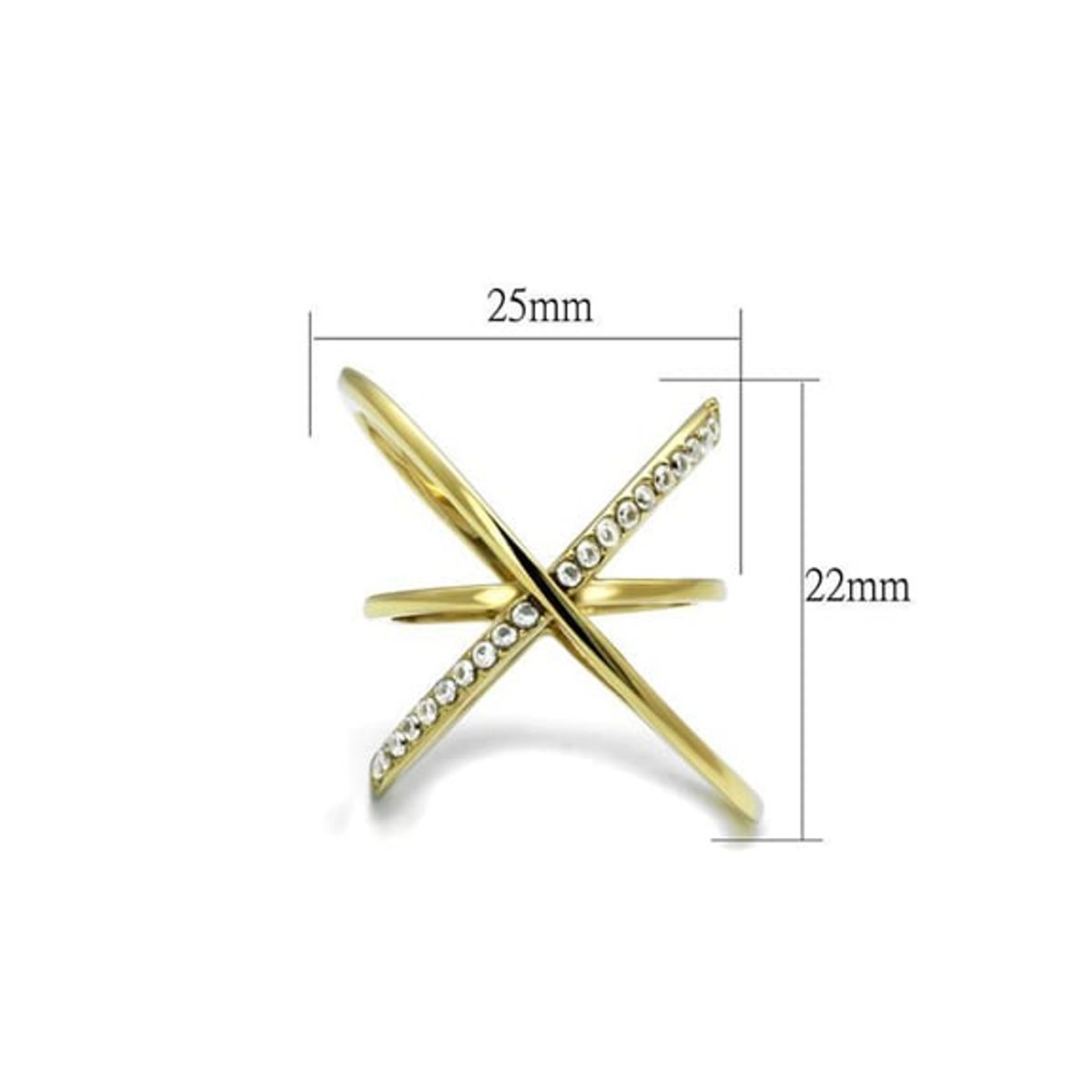 VANE COLLECTION - Anillo mujer orbit acero baño de oro y circones