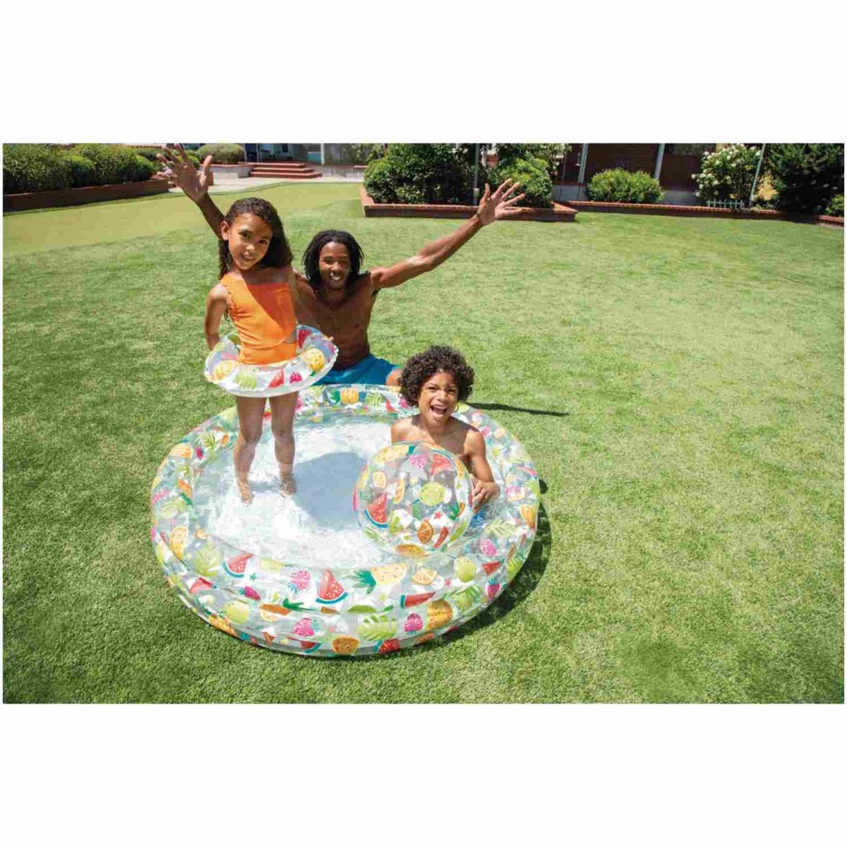 INTEX - Set Infantil de Piscina+Flotador+Pelota Inflable Piñas INTEX