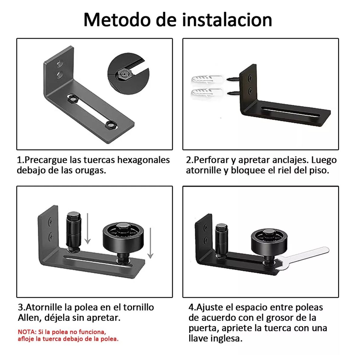 ATURE - Guía Suelo 8 En 1 Tope Para Puerta Corrediza Corredera Acero