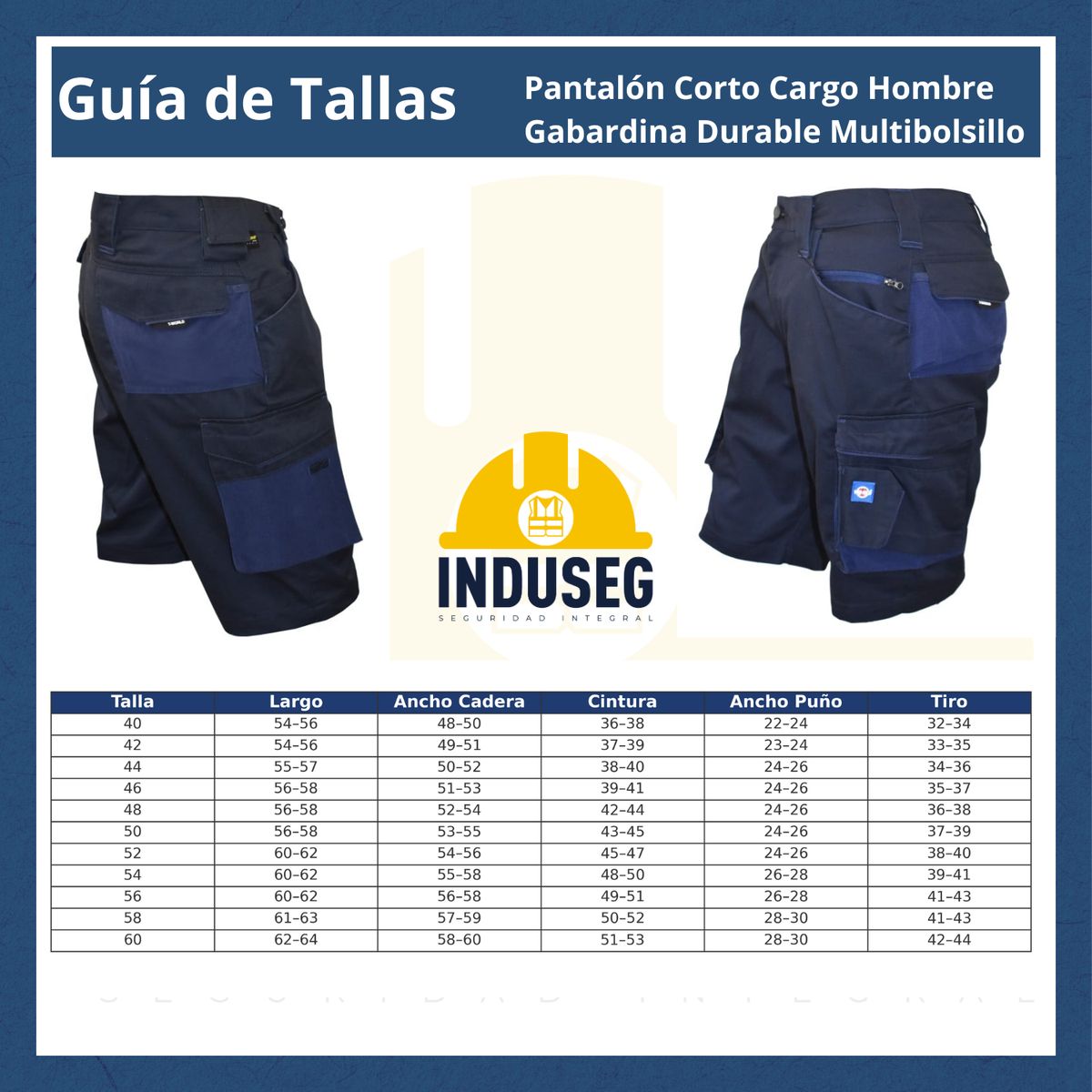 T-WORLD - Pantalón Corto Cargo Hombre Gabardina Durable Multibolsillo