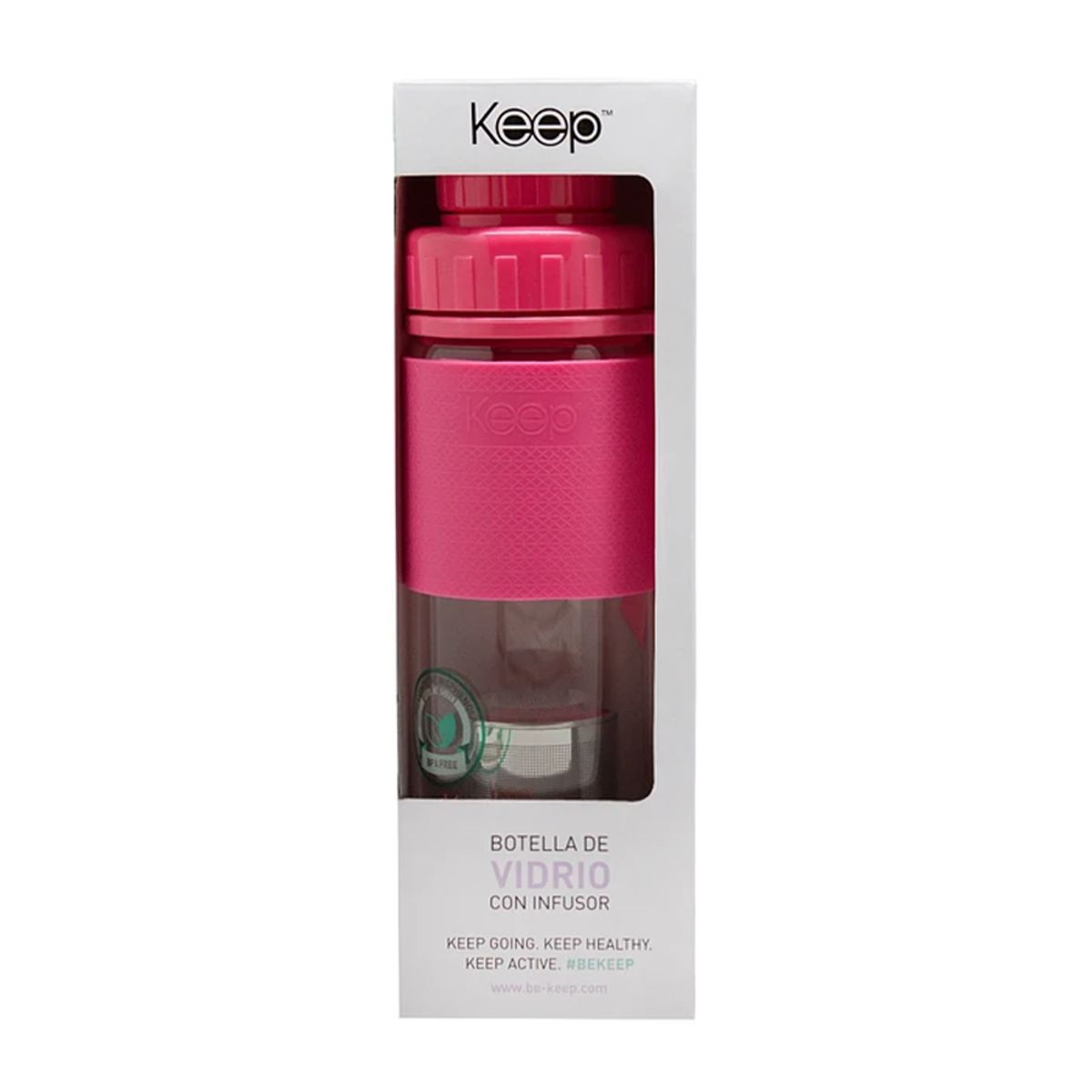 KEEP TITANIO - Botella De Vidrio Con Infusor Té Hierbas 410ml Keep Rosa