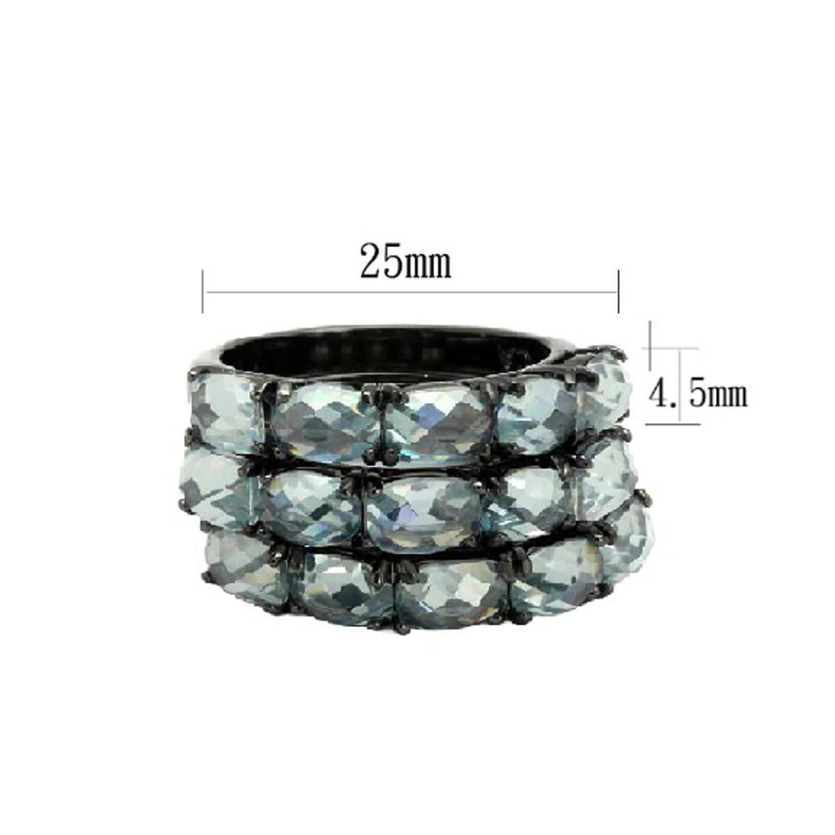 VANE COLLECTION - Anillo mujer set de 3 color humo con baño de rodio negro y circones