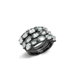 VANE COLLECTION - Anillo mujer set de 3 color humo con baño de rodio negro y circones