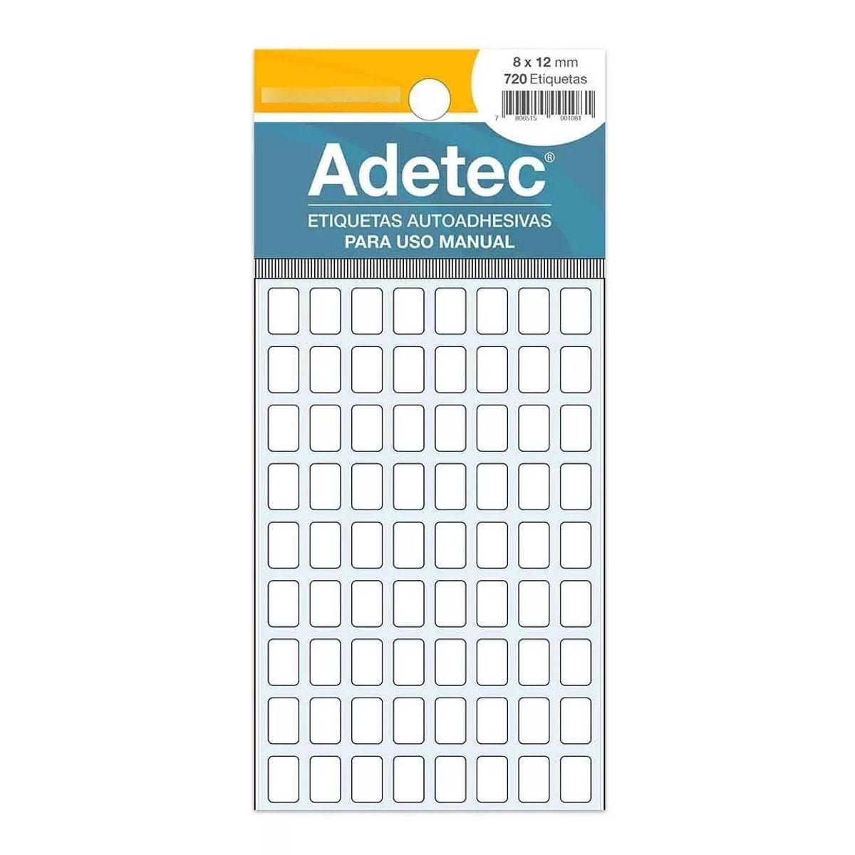 ADETEC - 720 Etiquetas Manual Adetec Rectangular Blanca 8x12 mm