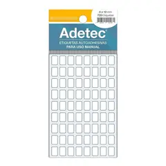 ADETEC - 720 Etiquetas Manual Rectangular Blanca 8x12 mm