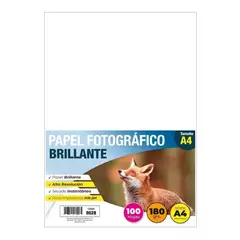 ADETEC - Papel Fotográfico Glossy A4 180 g X 100 Hojas - 8028