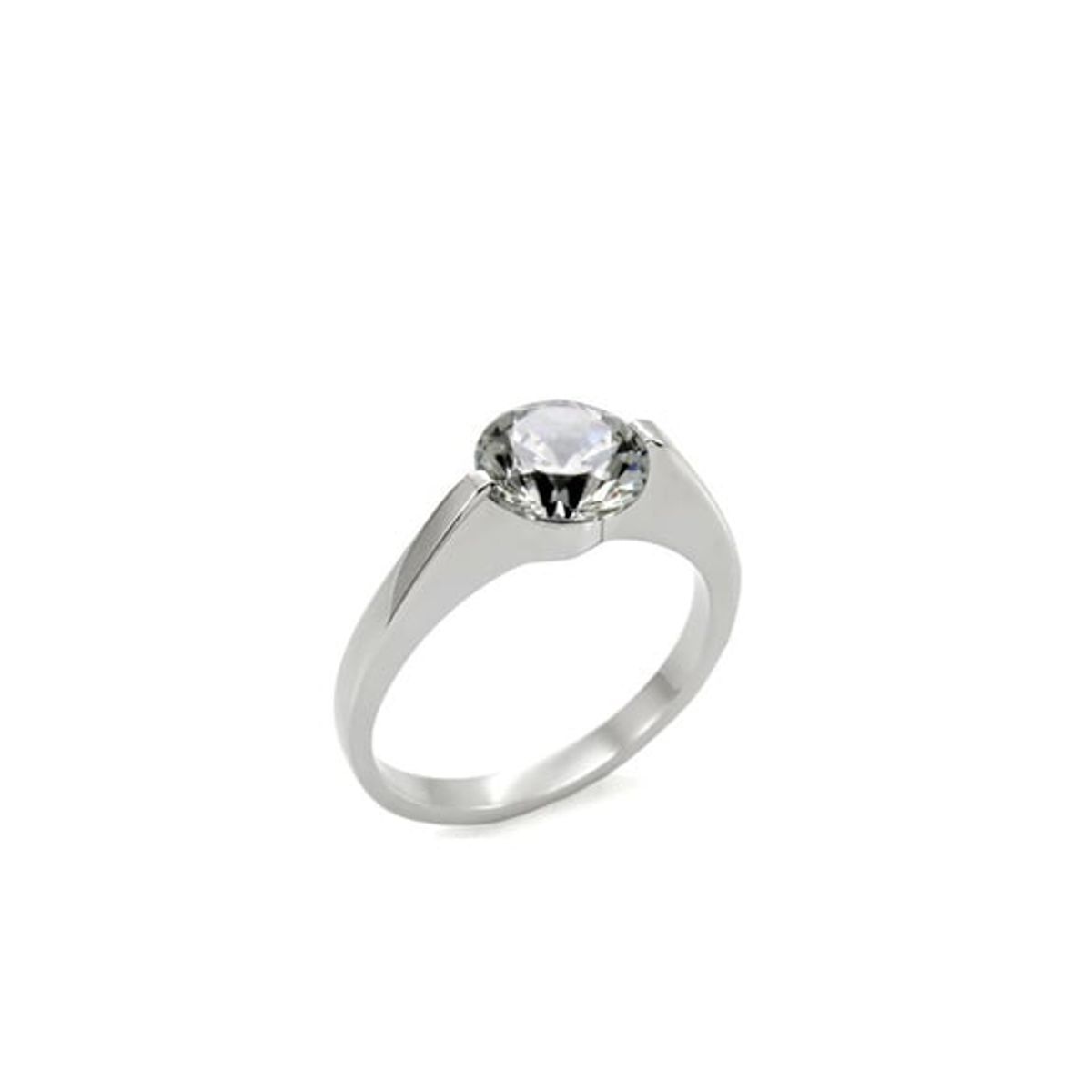 VANE COLLECTION - Anillo mujer solitario baño de rodio y circón 8mm