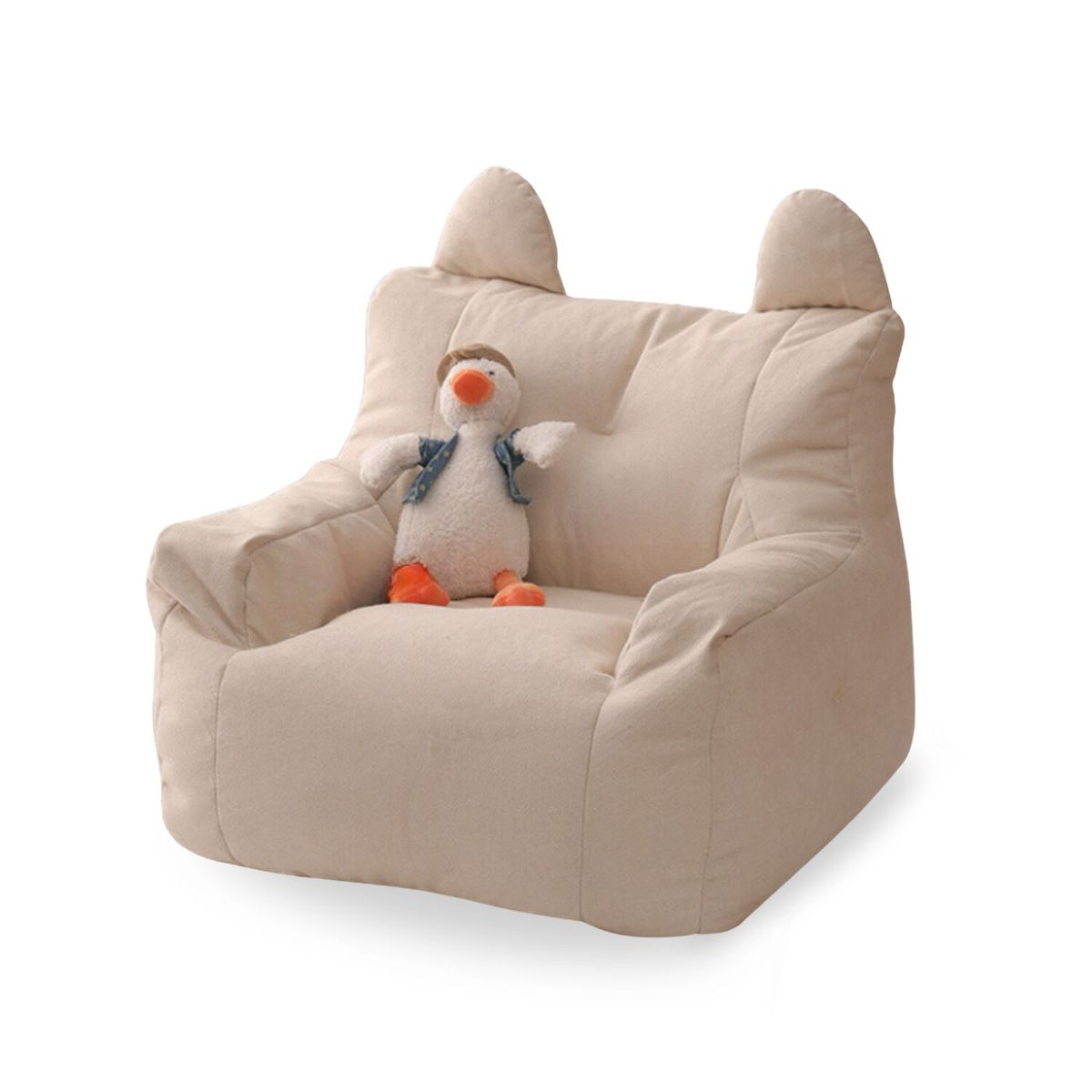 SANTU HOME & DECO - Sillón Para Niños Sofa Puff Infantil Tela Y Brazos Beige