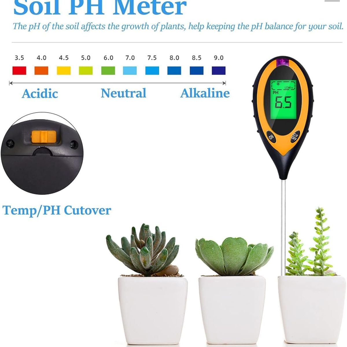 GENERICO - Medidor pH Humedad Suelo Temperatura 4 En 1 Con Iluminacion
